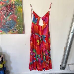 FARM Rio Red Pink Cut Out Tie Front Sundress